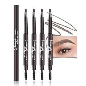 WanTuoluo Eye Brow Pencils for Women, Retractable Soft Brown Eyebrow Pencil with Brow Brush for Eye Makeup, Ultimate Thin Definer Pencils, Fine Tip lapiz de cejas-Dark Brown