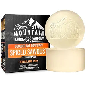 Rocky Mountain Barber Company Spiced Sawdust Hair & Body Soap Bars, 2-pack