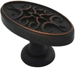 25 Pack - Cosmas 9133ORB Oil Rubbed Bronze Cabinet Hardware Oval Knob - 1-3/4" Length