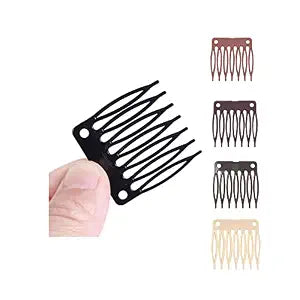 50 PCS Hair Clip Combs for Wigs 7-Teeth Plastic Combs, Black