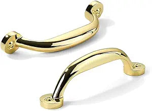 10 Pack 3 inch Hole Center Polished Brass Cabinet Pulls - Heavy Duty Solid Drawer Hardware Handles Kitchen Vanity Bathroom Handles