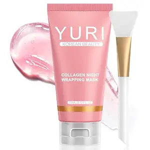 YURI Collagen Night Wrapping Mask: Overnight Collagen Peel Off Mask - Achieve Glass Skin with Elasticity & Hydration - Deep Hydration Overnight - Renews Skin Balance - For All Skin Types(2.53 fl.oz)