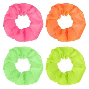 Neon Scrunchies for Hair, Mabor 4Pcs 80s Neon Soft Hair Scrunchy