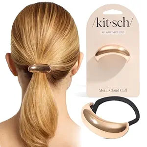 Kitsch Medium Gold Hair Cuff – Decorative Hair Ties For Women, 1pc