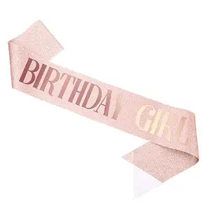 Piriuuo Rose Gold Birthday Sash, Glitter Birthday Girl Sash, Happy Birthday Sash for Women & Girls