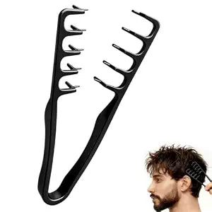 Texture Comb for Men & Women, Root-Lifting Hair Shaping Tool with Wide Spacing Teeth, Lightweight ABS Grip for Fringe Control and Natural Layer Definition (Black)
