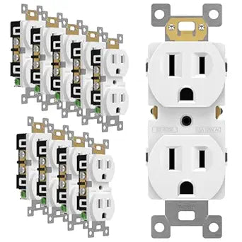 ENERLITES 10 Pack Duplex Wall Outlet, 15 Amp Electrical Receptacle, White