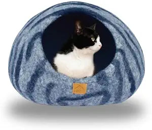 Wool Cat Cave Parent (Dark Gray Tiger, Large)