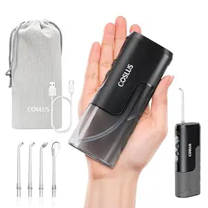 COSLUS T40 Mini Water Flosser for Travel, Portable Compact Design, Balck