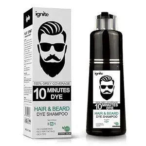 Ignite Hair and Beard Dye Shampoo for Men, Natural Black
