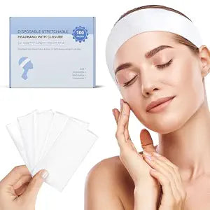 100 Count Disposable Headbands for Spa Headband for Washing Face Individually Wrapped Headbands for Women, Non-woven Fabric Facial Headband, Esthetician Supplies Makeup Artists & Salon Professionals