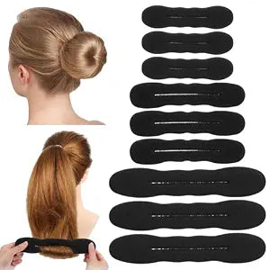 9 Pcs Hair Bun Maker Sponge Hair Buns Shaper Classic Lazy Hairs Curler Clip Ties Magic Snap Roll Sponge Buns Easy Bun Twister Hairs Styling Accessories for Women Updo Ballet French Twist Long Thin