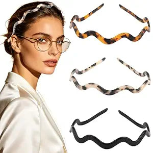 Wavy Glasses Headband, Sunglasses Tortoiseshell Headbands Comfortable Thin No Pressure Hair Bands for Women's Hair No Headache, French Vintage Acetate Hair Accessory for Eyewear