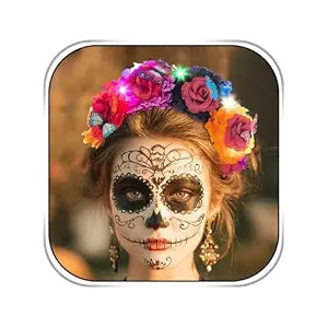 Abien Mexican Rose Flower Crown Headband Light Up Day of The Dead Floral Crown Halloween Costume Party Hair Accessories for Women(Colourful, One Size)