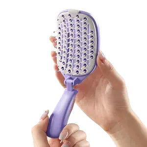 Travel Foldable Hair Brush,Self-cleaning Portable Pocket for Wet Dry Hair