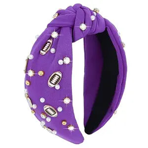 YARIEW Football Headband for Women Crystal Jeweled Knotted Headband