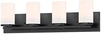 Maxim Lighting Lateral 4-Light Bath Vanity Light | Black Finish | White Glass Shade | Bathroom Vanity Light | 10284SWBK