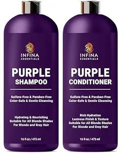 Purple Shampoo and Conditioner Set for Gray and Blonde Hair, 16 fl oz Each