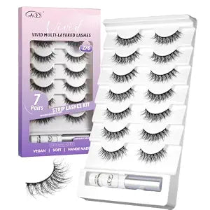 GAQQI False Eyelashes, Strip Lashes Kit With Glue, 3D Natural Lashes