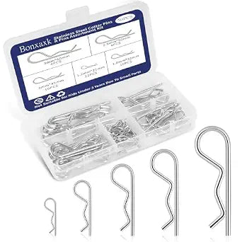 50 Pcs Cotter Pins Assortment Kit R Clips 5 Sizes