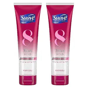 Suave Essentials Styling Gel, Max Hold 8 Sculpting – Edge Control Gel, Curly Hair Gel, Strong Hold, Anti-Frizz Hair Products, Alcohol-Free, Scented, 9 Oz (Pack of 2)