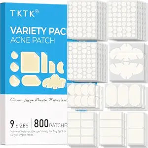 TKTK Hydrocolloid Pimple Patches All-in-One Combo Pack (9 Sizes 800 Count)