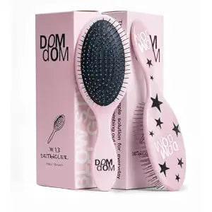Dom Dom Detangling Brush, Dry & Wet Detangler, All Hair Types, Pink Stars