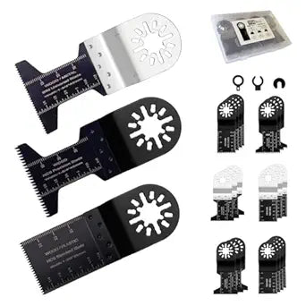 20 Pcs Oscillating Tool Blades Combination Pack with 3 Types Tools for Wood and Soft Metal Compatible with Star-Lock Tools