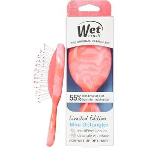 Wet Brush Mini Detangler Hair Brush for Gentle Knot Removal, Travel Size, Soft Bristles for Pain-Free Detangling, Less Breakage, Works on All Hair Types, Limited Edition, Summer Treat Strawberry