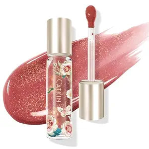 CATKIN Lip Plumper Gloss, Tinted Lip Serum with Hyaluronic Acid & Jojoba Oil, Non-sticky Volumizing Hydrating Formula for a High Shine Maximum 3D Look, Plump & Soft Lips 0.12 Fl Oz-C05 Chocolate Amber