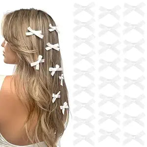 Ayesha 25PCS White Bow Clip Tiny Hair Bow Cute Hair Accessory for Girls