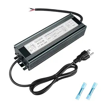 inShareplus 12V 300W Power Supply, AC 80-265V to DC 12 Volt 25A IP67 Waterproof LED Power Supply, Low Voltage Transformer, Outdoor Driver with 3-Prong Plug 3.3 Feet Cable for LED Light, Outdoor Use
