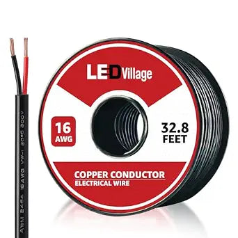 16 Gauge Ledvillage 2 Conductor Electrical Wire 32.8FT/10M - 16AWG Electrical Wire Stranded PVC Cord Oxygen-Free Copper Cable Low Voltage for LED Strips Lamps Lighting Automotive