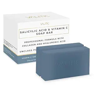 VALITIC Salicylic Acid Soap Bar with Vitamin C, Face and Body Wash, 2 Pack