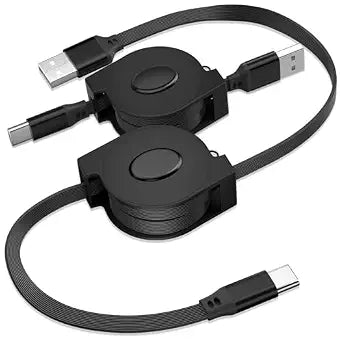 2 Pack USB A to USB C Cables 18W 15W Fast Charging Retractable 3FT
