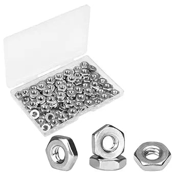 100pcs #10-24 Hex Nuts, 304 Stainless Steel
