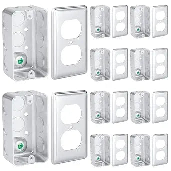 OHLECTRIC 4x2 Electrical Junction Box with Duplex Cover 10-Pack