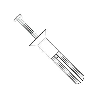 1/4" x 2" Hammer Drive Anchors/Flat Head/Nylon/Steel Zinc Nail (Carton: 100 pcs)