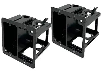 iMBAPrice LVDR2-2 2-Gang Combo Electrical & Low-Voltage Box, 2-Pack I Dual Voltage Retrofit Cut-in Box, Old Work Box, for Power and Data, 17 cu. in. Power Side, Black