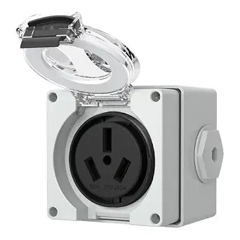 STARELO 50Amp Power Outlet Box,NEMA 10-50R Receptacle 125/250Volt,Outdoor dustproof and Weatherproof.No Grounding, Outlet for RV,EV,Heavy Duty Industrial Grade Power Receptacle.ETL Listed.