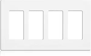 4-Gang Screwless Wall Plate Decorator Outlet Covers for Electrical Outlets,Light Switch,Hidden Screw Face Plates Size 8.30x4.64 (1-Pack)