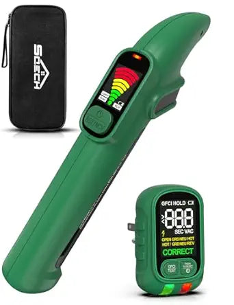 SQECH Circuit Breaker Finder Tool Kit GFCI Outlet Tester NCV Detector for 90-135V AC Electrical Circuit Tracer with Dual LCD Display Storage Bag Batteries Screwdriver