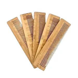5 Bamboo Wood Pocket Beard Comb Set of 5, 100% Natural wooden combs for Beard, Hair, Mustache, Men & Women, Travel-Friendly, Eco-Friendly Grooming Solution