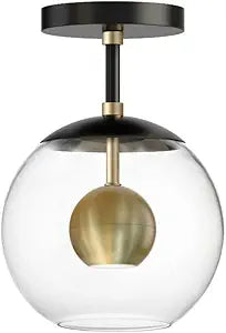ET2 Lighting Nucleus 1-Light Flush Mount | Black/Natural Aged Brass Finish | Steel Construction | Modern Ceiling Mounted Light for Bedrooms | Hardwired Ceiling Installation | E25150-BKNAB