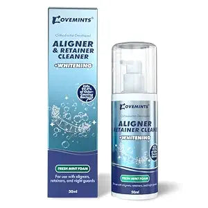 Movemints Aligner & Retainer Cleaning Foam + Whitening ��� Orthodontist-Developed Fresh Mint Formula ��� Whitens Teeth and Fights Bad Breath ��� 50 mL