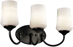 Kichler Aubrey 21" 3 Light Vanity Light with Satin Etched Cased Opal Glass in Olde Bronze