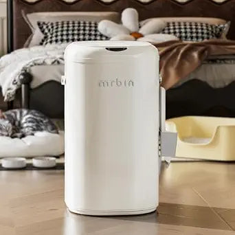 MRBIN Cat Litter Trash can Adsorption Metal, 30L / 7.9gal Automatic Absorbing Bag Diaper Pail, Garbage Bin with Wheels, cat Poop Odor Control Litter Box, Motion Sensor