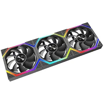 SR120 X3 Fans120mm ARGB and PWM Case FanAxle Core Double Ring CD Pattern ModuleDaisy-Chain 5V ARGB Fans 120mm Triple Pack Suitable for Computer Case (Black)