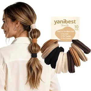 Yanibest Soft Hair Ties No Damage, Seamless Nylon Hair Elastics & Ties