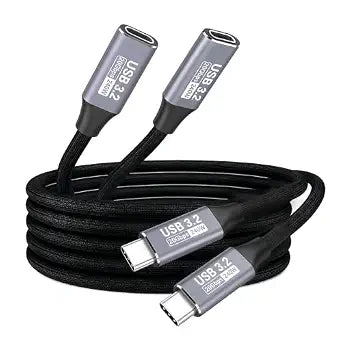 2 Pack USB C Extension Cable (20Gbps/240W/4K@60Hz/5Ft), USB 3.2 Gen 2,Usbc Extension Cable Compatible with iPhone 17 16 15,Pixel PSVR2, MacBook, Docking Station, Monitor, eGPU, SSD